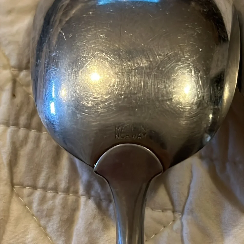 MCM Norway Teak Elegant Silver and Brown Salad Server Set